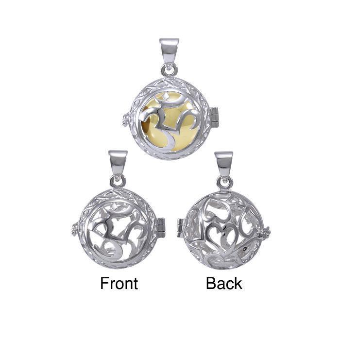 Global Harmony in Om ~16mm chiming harmony ball with a 25mm Sterling Silver Jewelry Pendant cage TPD4659