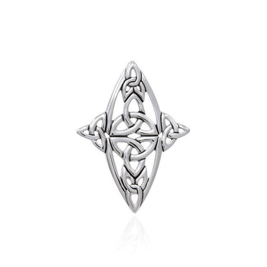Modern Celtic Knot Cross Silver Slider Pendant TPD4686