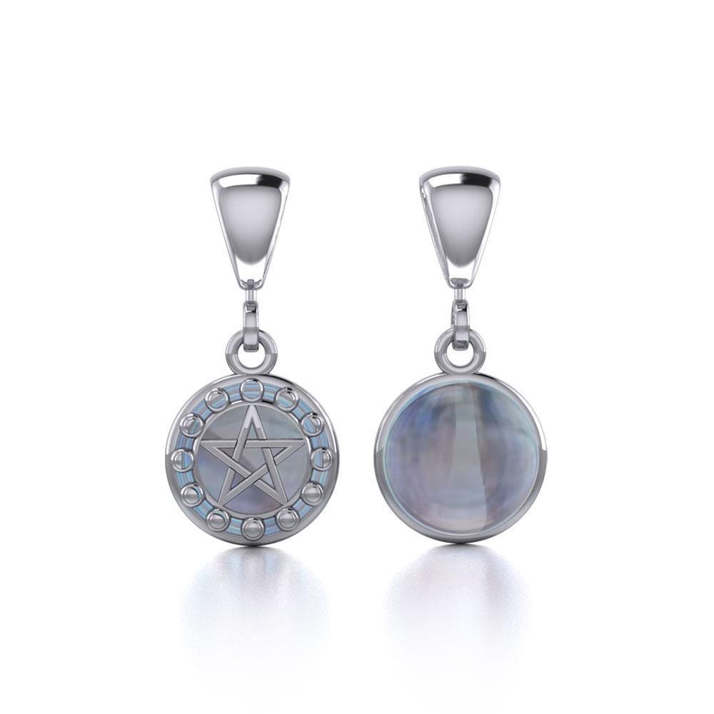Silver Pentacle with Moon Phases Flip Pendant TPD477
