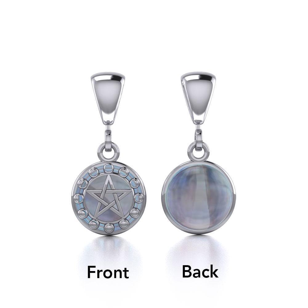 Pentacle with Moon Phases Sterling Silver Flip Pendant TPD477