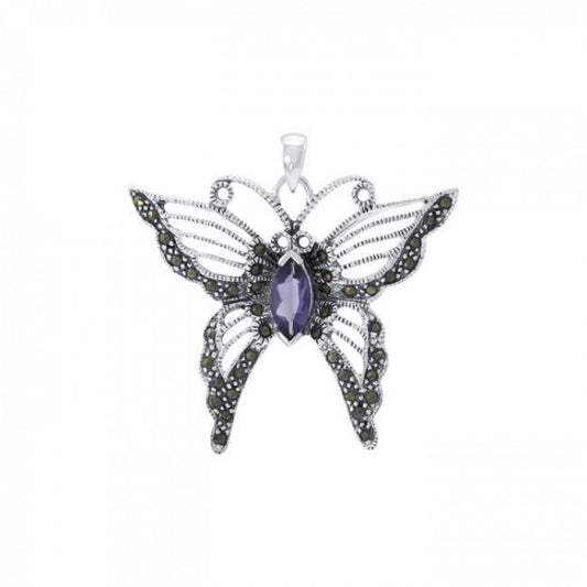 Butterfly Gemstone Marcasite Pendant TPD4770