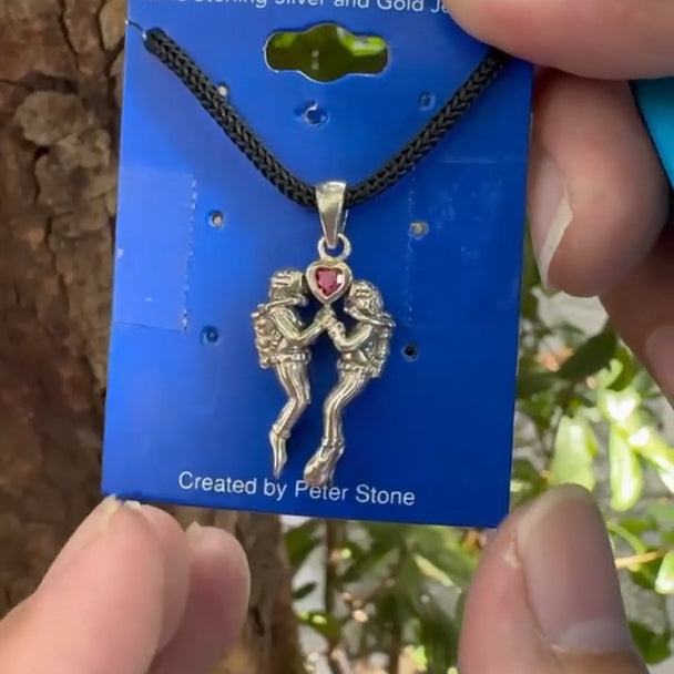 Undersea Lovers Gemstone Sterling Silver Pendant TPD4782 - Natural Amethyst