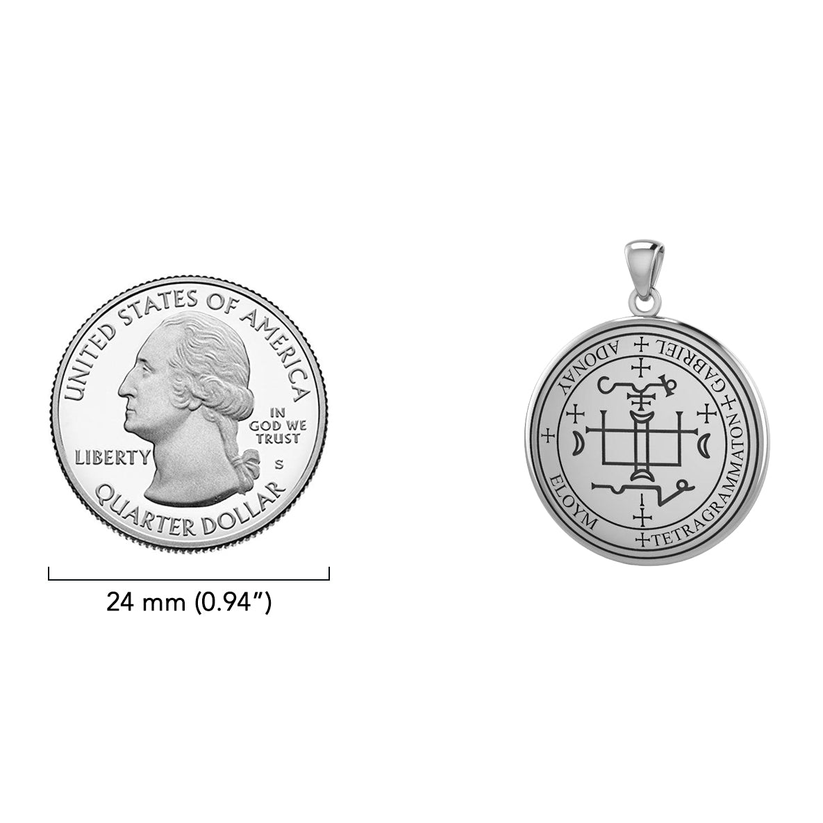 Sigil of the Archangel Gabriel Small Sterling Silver Pendant TPD4783