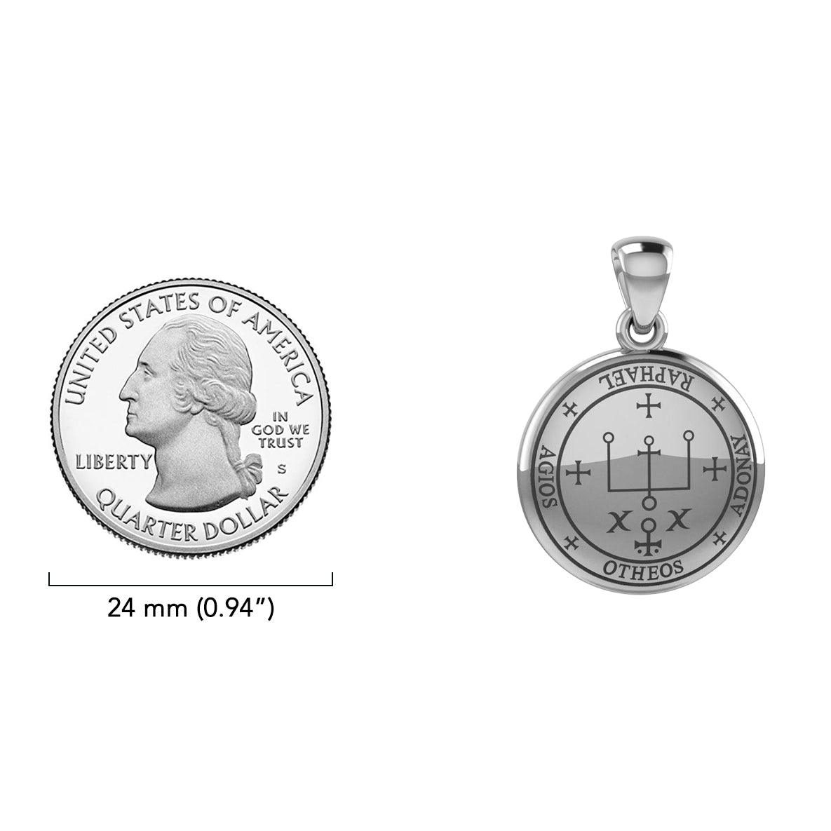 Sigil of the Archangel Raphael Small Sterling Silver Pendant TPD4784