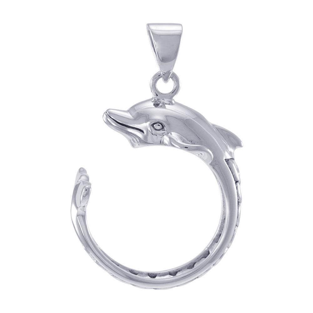 Celtic Accent Dolphin Sterling Silver Wrap Pendant TPD4839