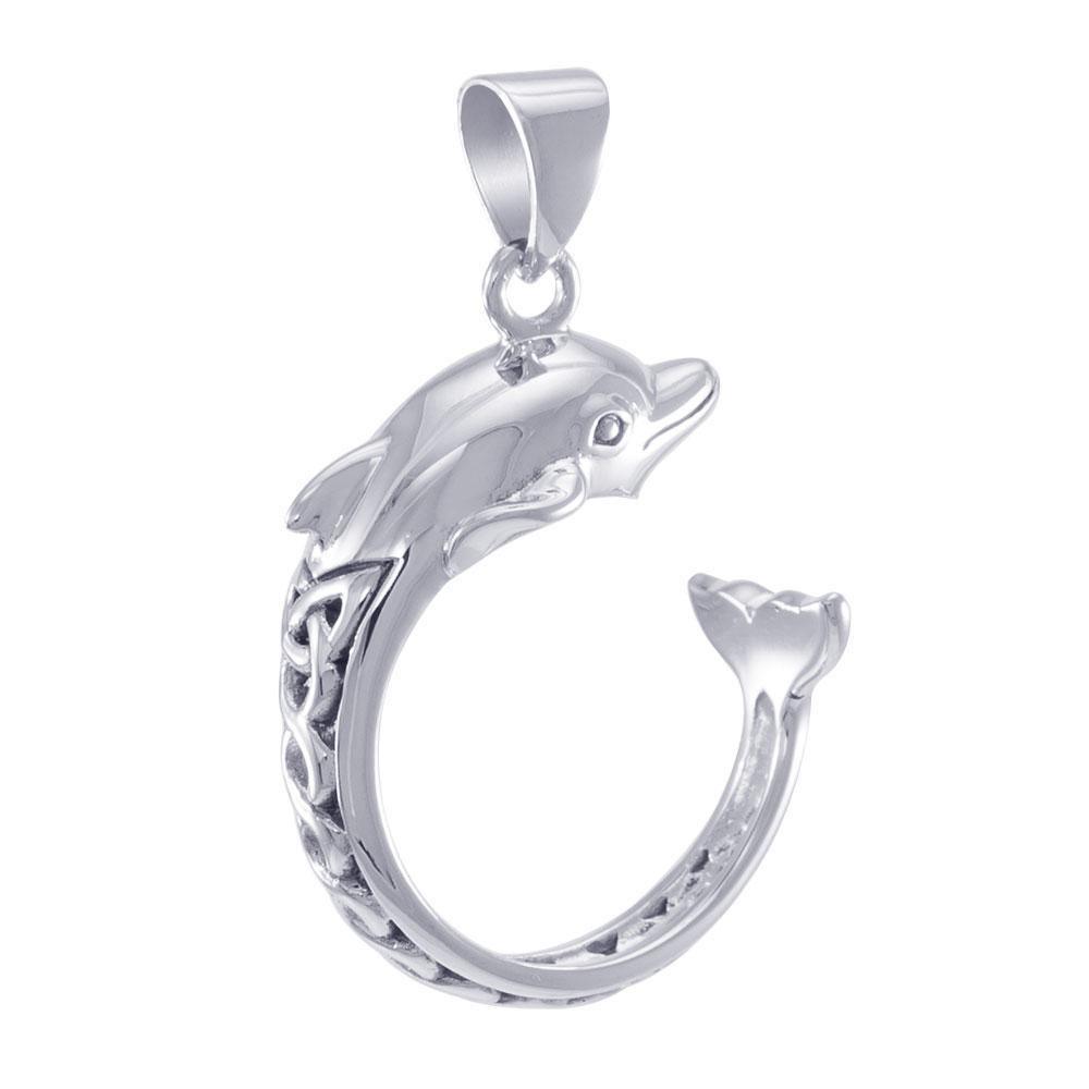 Celtic Accent Dolphin Sterling Silver Wrap Pendant TPD4839