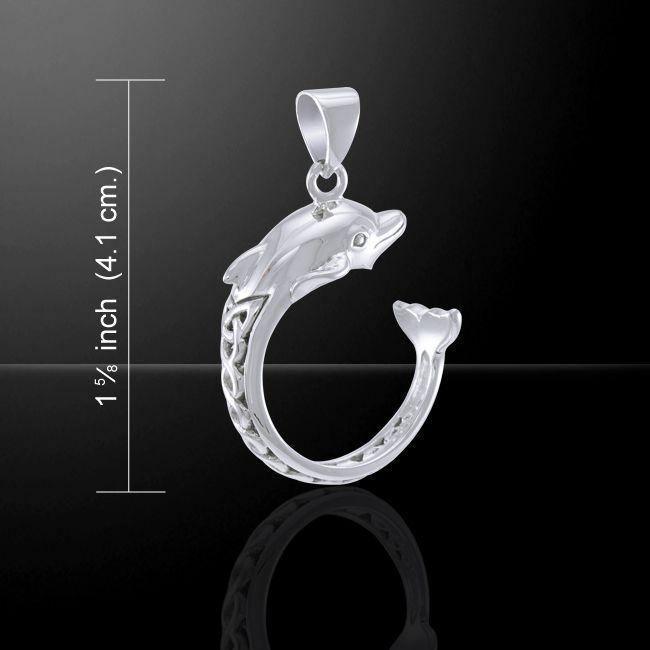 Celtic Accent Dolphin Sterling Silver Wrap Pendant TPD4839