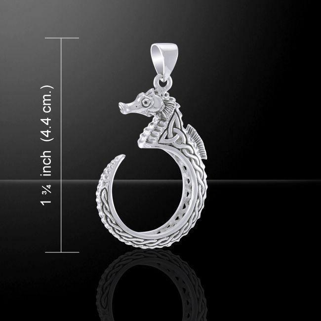 Celtic Accent Seahorse Sterling Silver Wrap Pendant TPD4841