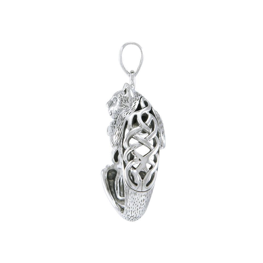 Sterling Silver Celtic Cat Pendant TPD4853