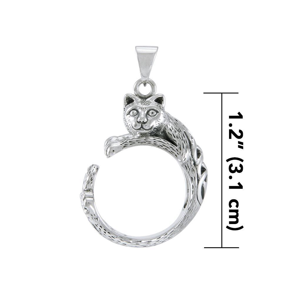 Sterling Silver Celtic Cat Pendant TPD4853