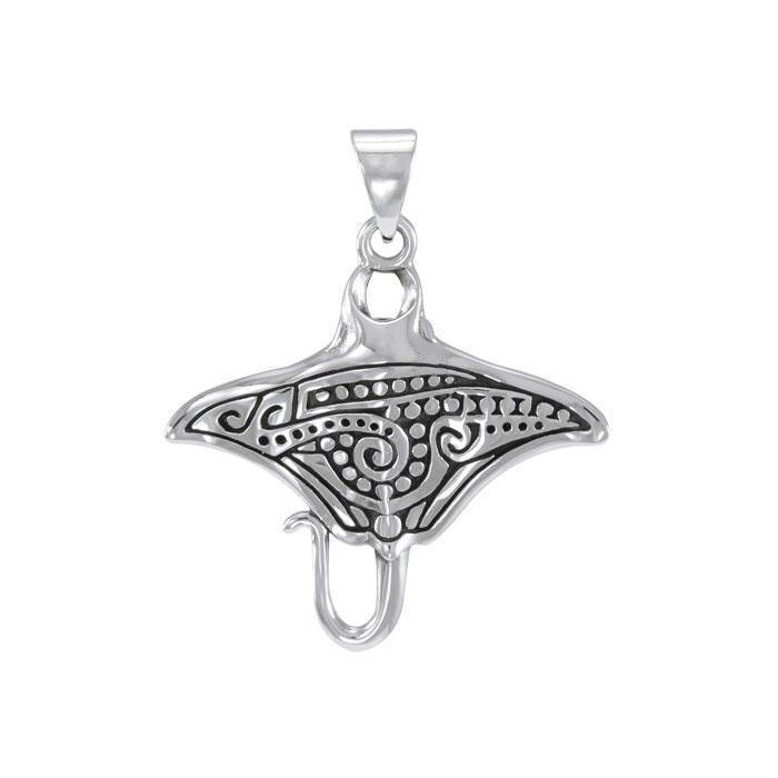Manta Ray Aboriginal Sterling Silver Pendant TPD4878