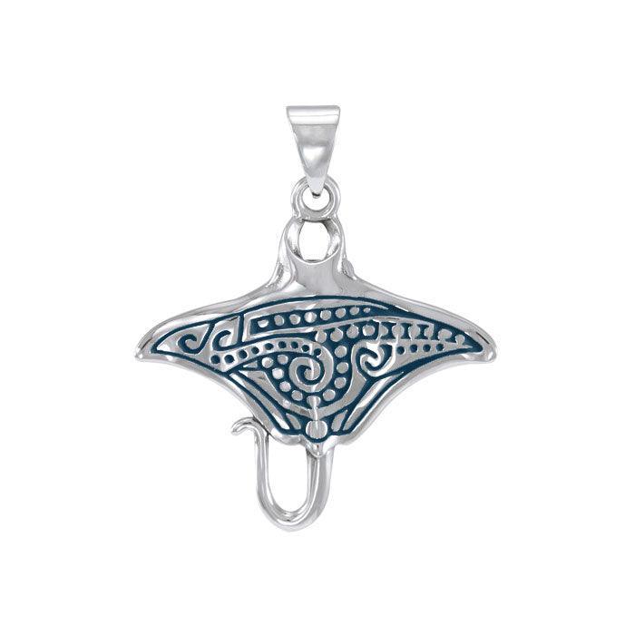 Manta Ray Aboriginal Sterling Silver Pendant TPD4878