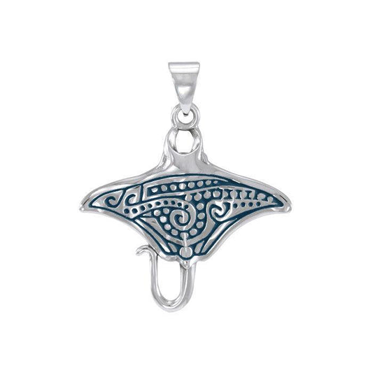 Manta Ray Aboriginal Sterling Silver Pendant TPD4878