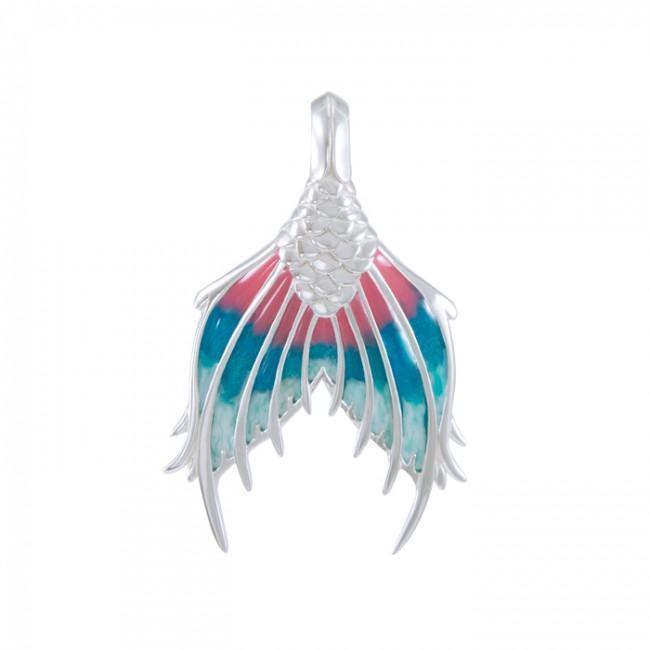 Mermaid Tail with Enamel Sterling Silver Pendant TPD4899