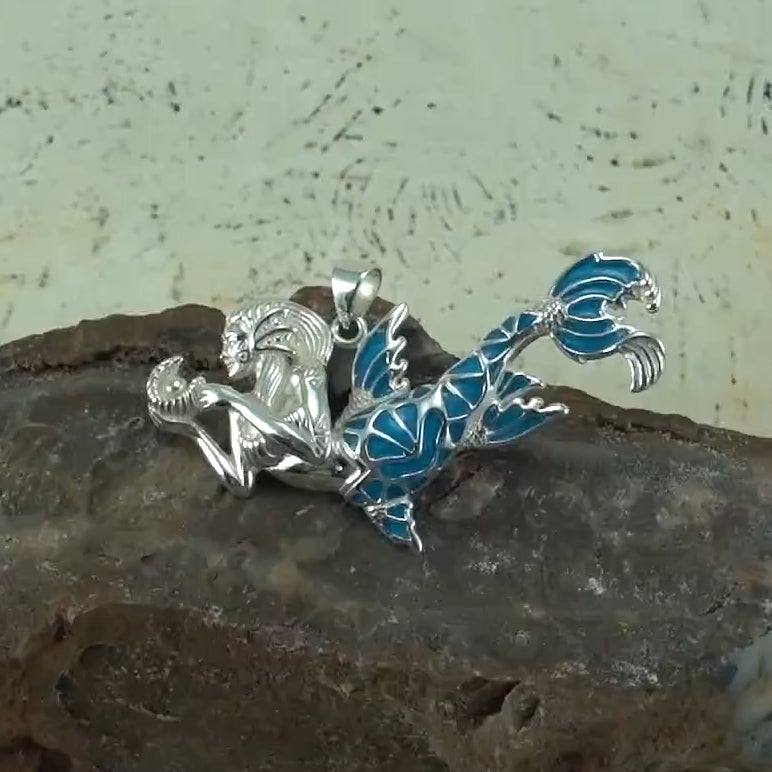 Mermaid with Gemstone and Enamel Pendant TPD4901