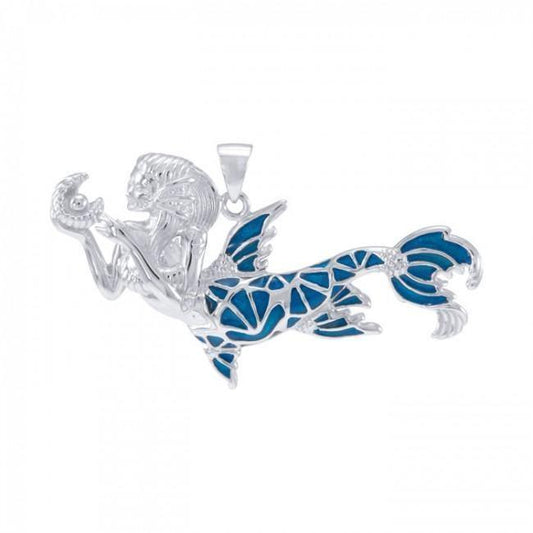 Mermaid with Gemstone and Enamel Pendant TPD4901