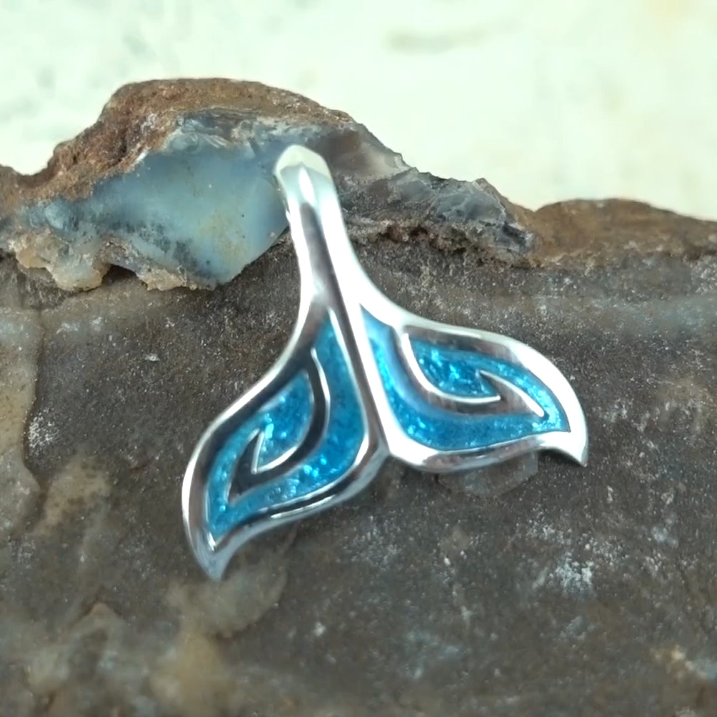 Whale Tail with Enamel Sterling Silver Pendant TPD4904