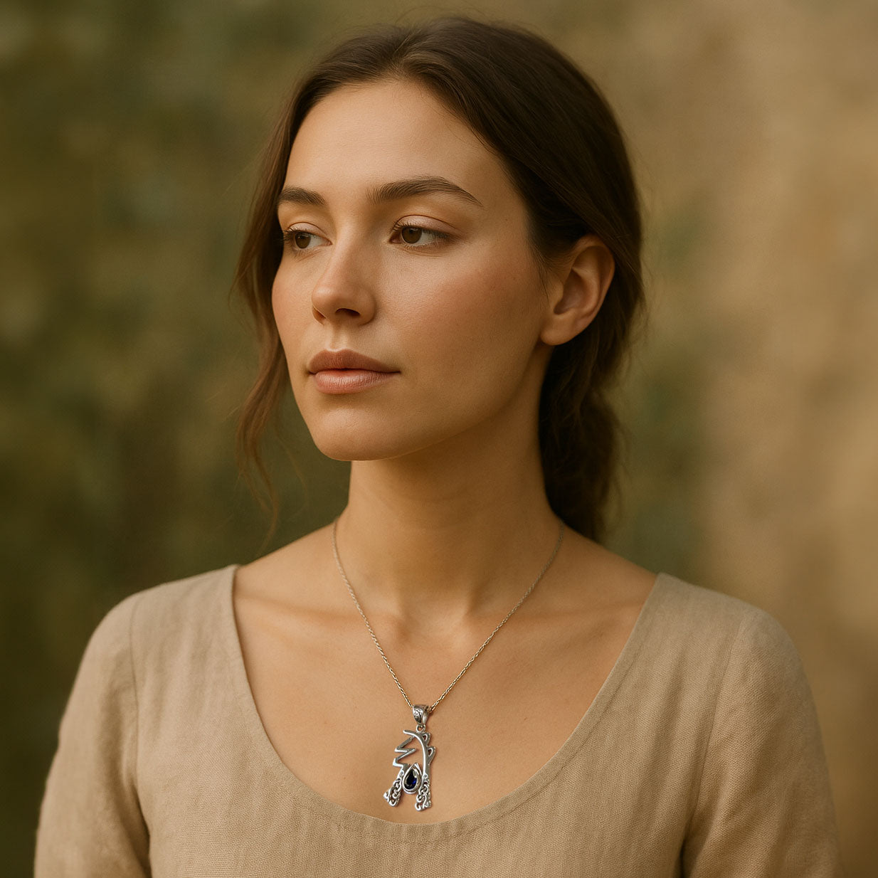 Sei Hei Ki Symbol from Reiki Collection Sterling Silver Pendant with Gemstone TPD4922