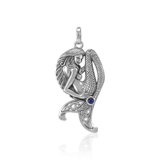 Mermaid Goddess Sterling Silver Pendant with Gemstone TPD4939