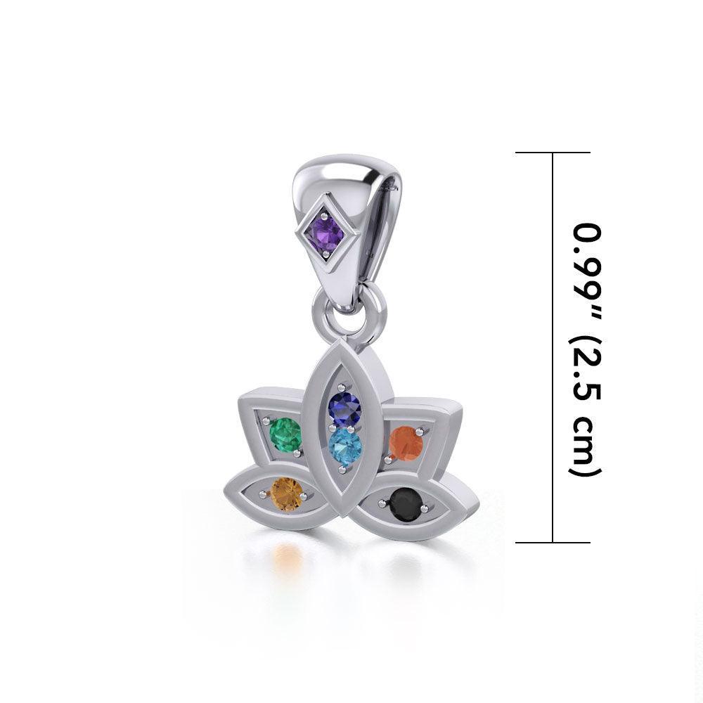 Lotus Sterling Silver Pendant with Chakra Gemstone TPD4961