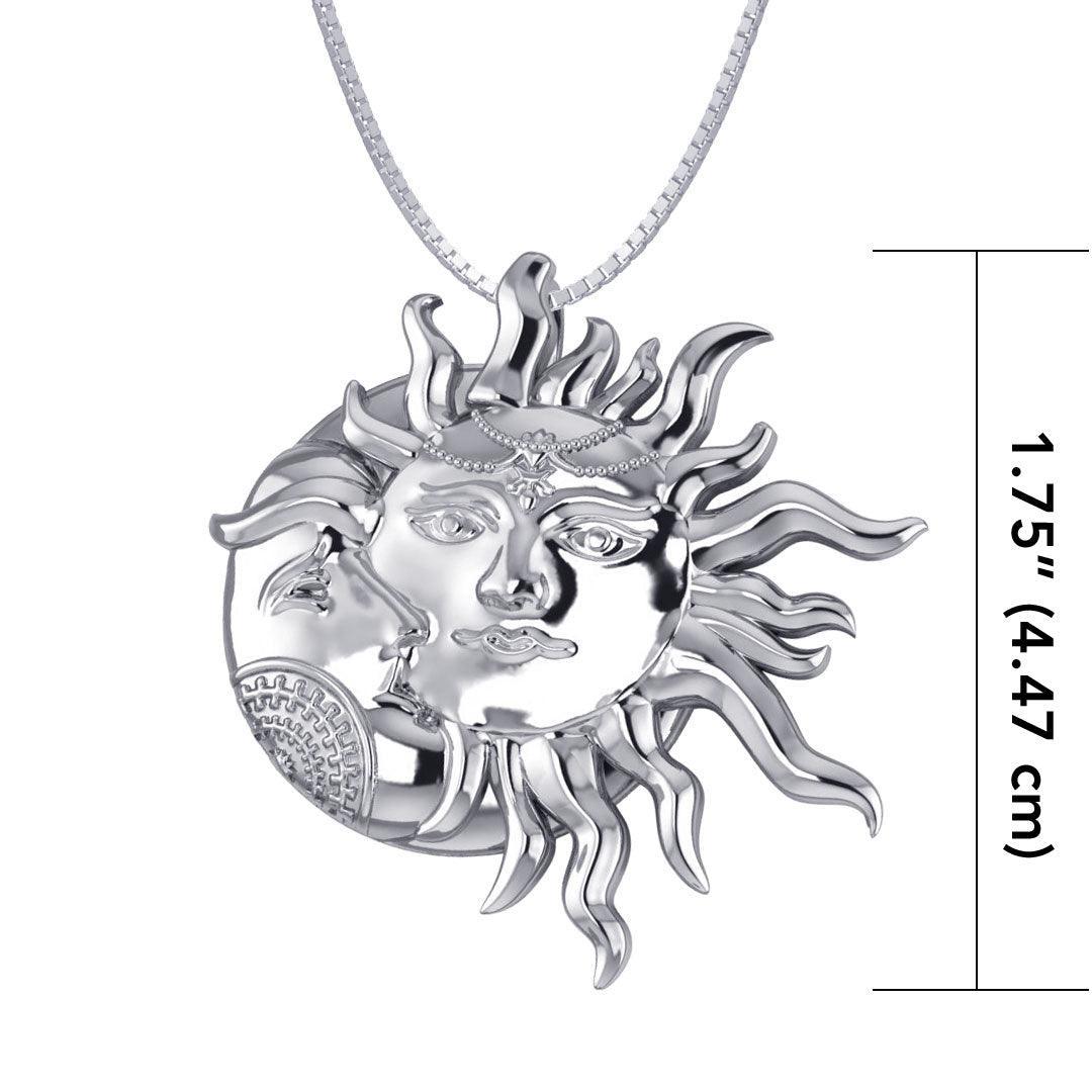 Sun and Crescent Moon Sterling Silver Pendant TPD4969 - peterstone.dropshipping