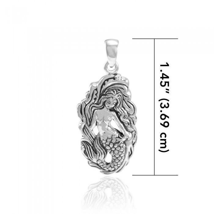 Mermaid Goddess with Wave Sterling Silver Pendant TPD5010