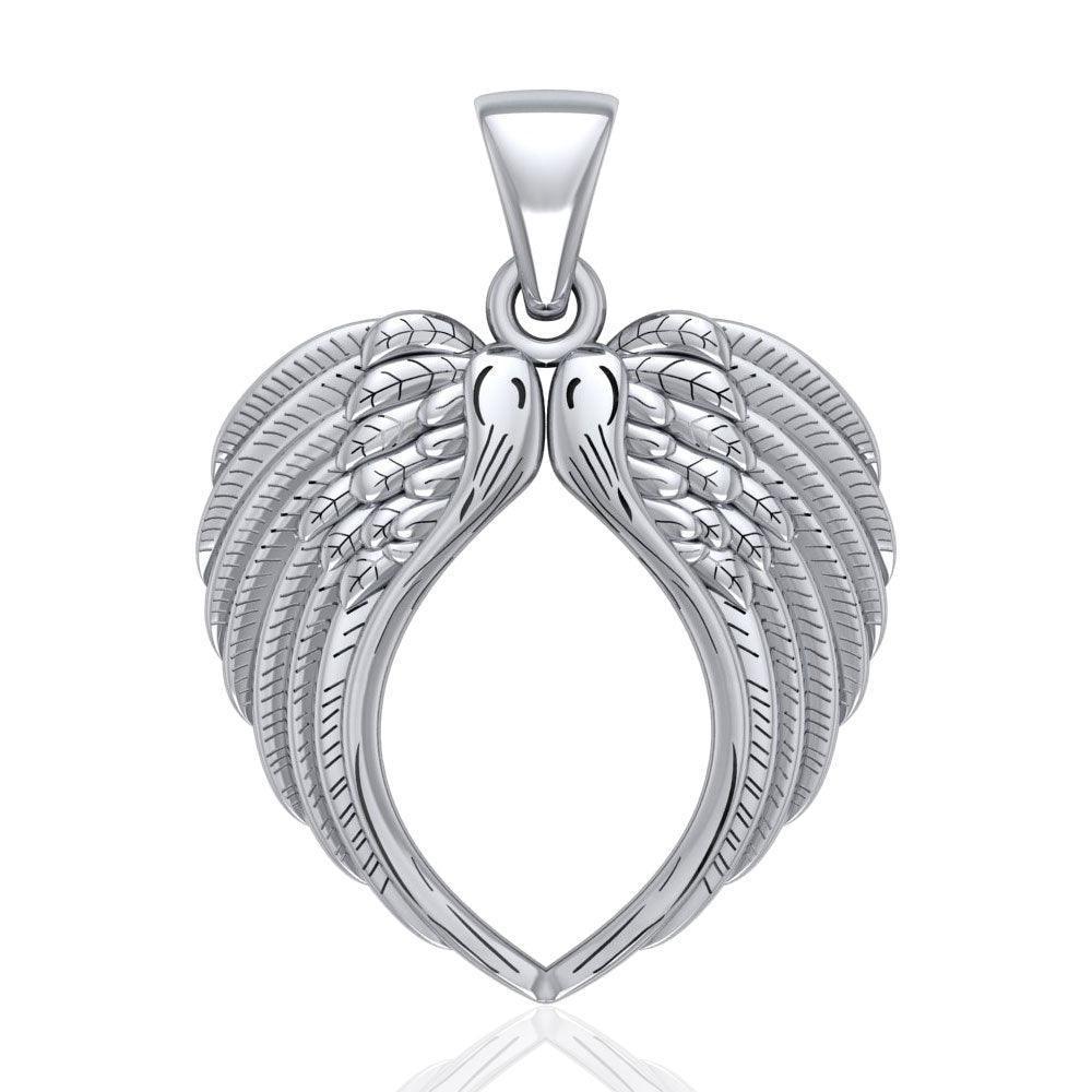 Feel the Tranquil Angel Wings ~ Sterling Silver Jewelry Large Pendant TPD5014