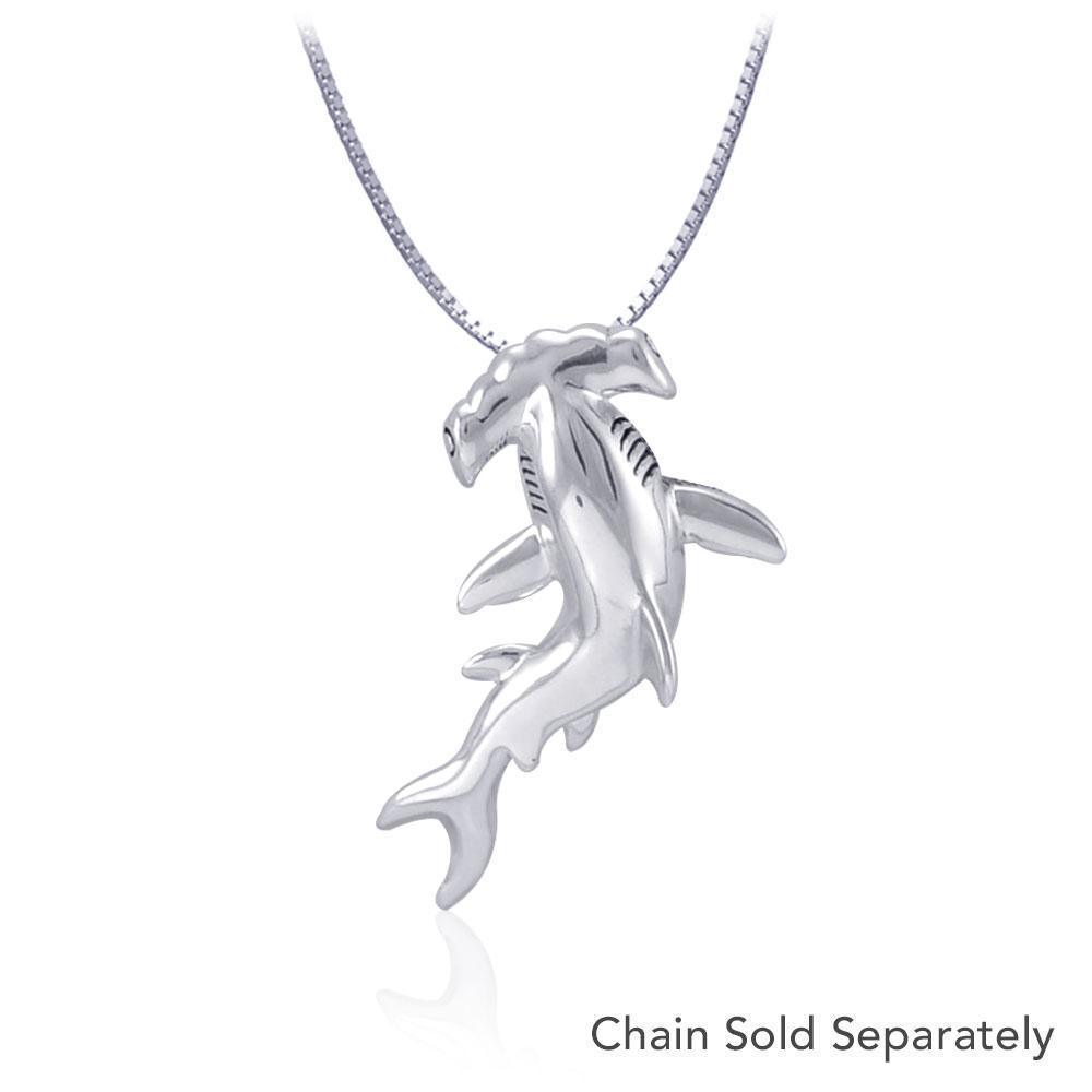 Hammerhead Shark Silver with Hidden Bail Pendant TPD5020