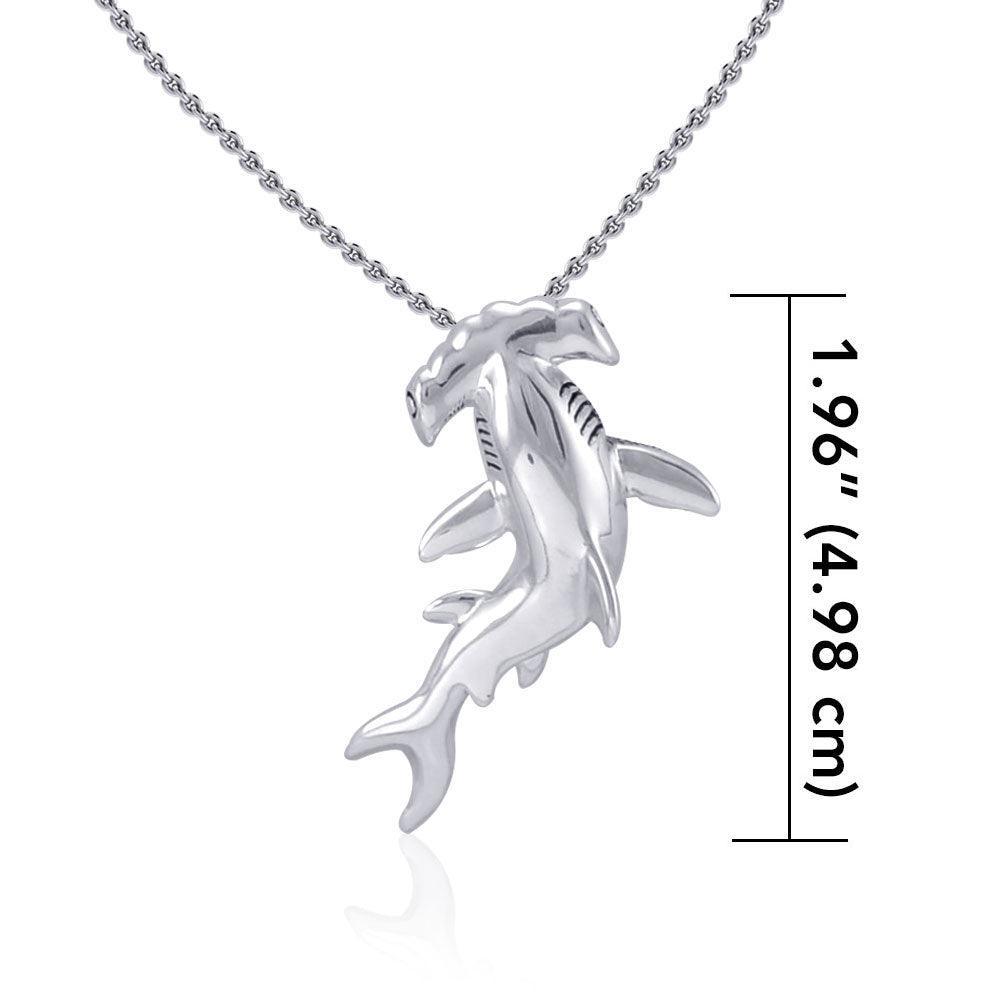 Hammerhead Shark Silver with Hidden Bail Pendant TPD5020