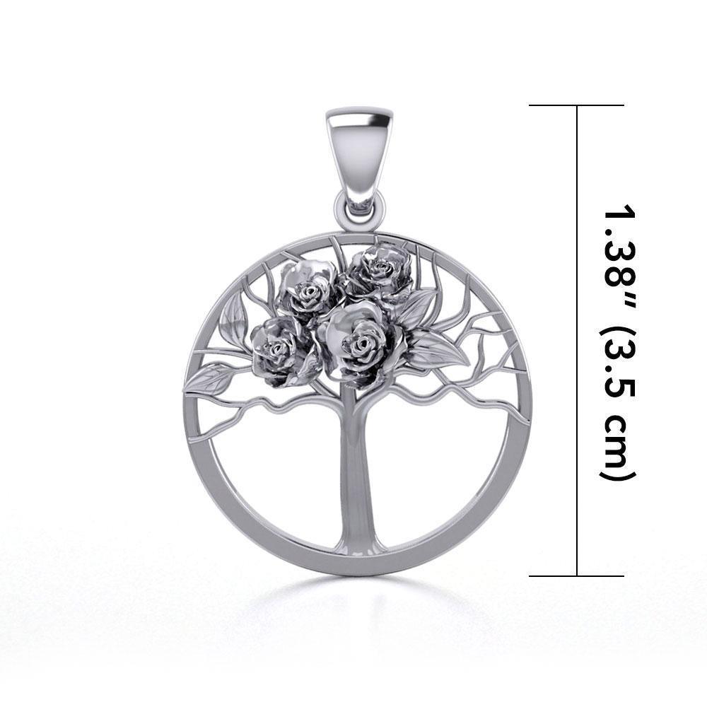 Tree of Life with Roses Silver Pendant TPD5049