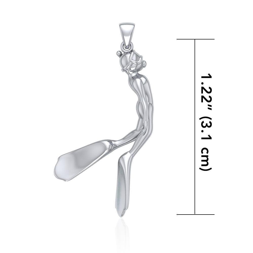 Male Free Diver Sterling Silver Pendant TPD5066