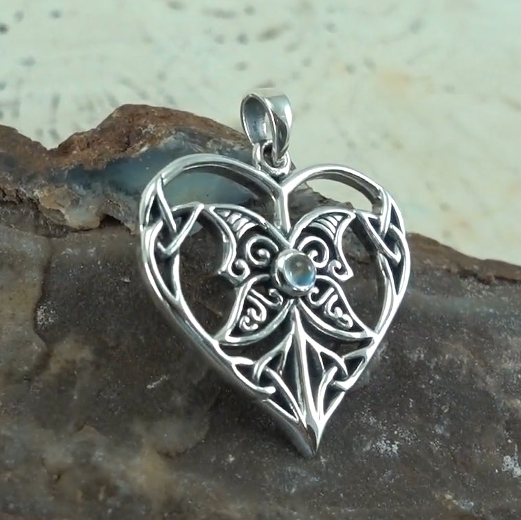 Celtic Triple Goddess Love Peace Sterling Silver Pendant with Gemstone TPD5105