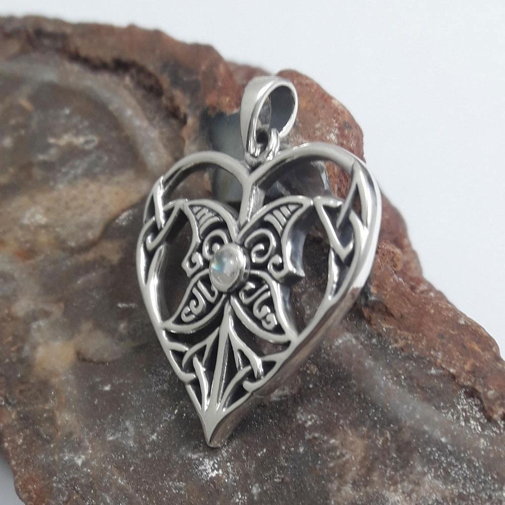 Celtic Triple Goddess Love Peace Sterling Silver Pendant with Gemstone TPD5105