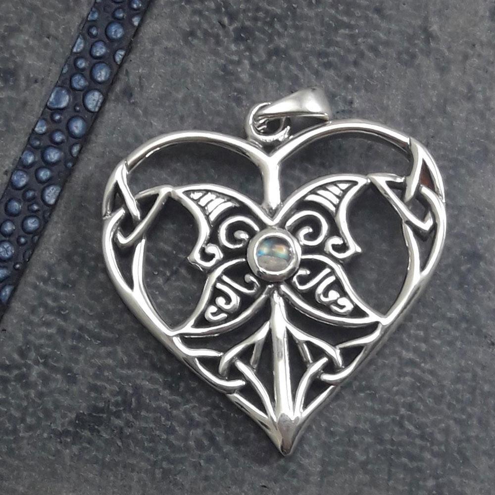 Celtic Triple Goddess Love Peace Sterling Silver Pendant with Gemstone TPD5105