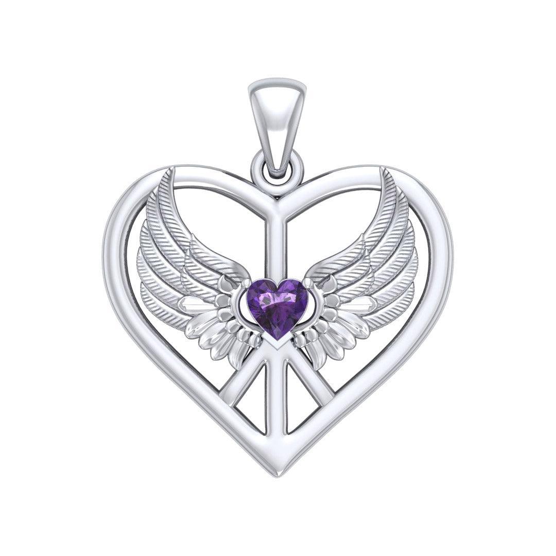 Wrapped in the Wings of an Angel ~ Sterling Silver Peace Symbol Pendant Jewelry TPD5109 - peterstone.dropshipping