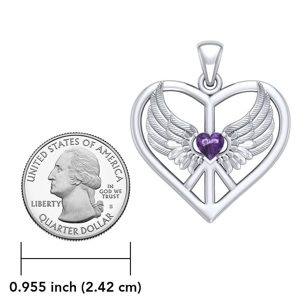 Wrapped in the Wings of an Angel ~ Sterling Silver Peace Symbol Pendant Jewelry TPD5109 - peterstone.dropshipping