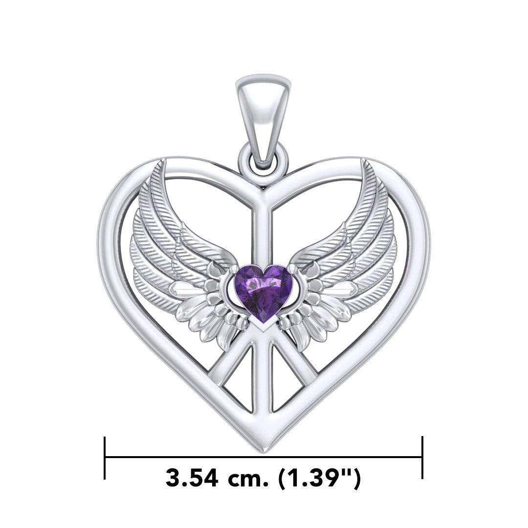 Wrapped in the Wings of an Angel ~ Sterling Silver Peace Symbol Pendant Jewelry TPD5109 - peterstone.dropshipping