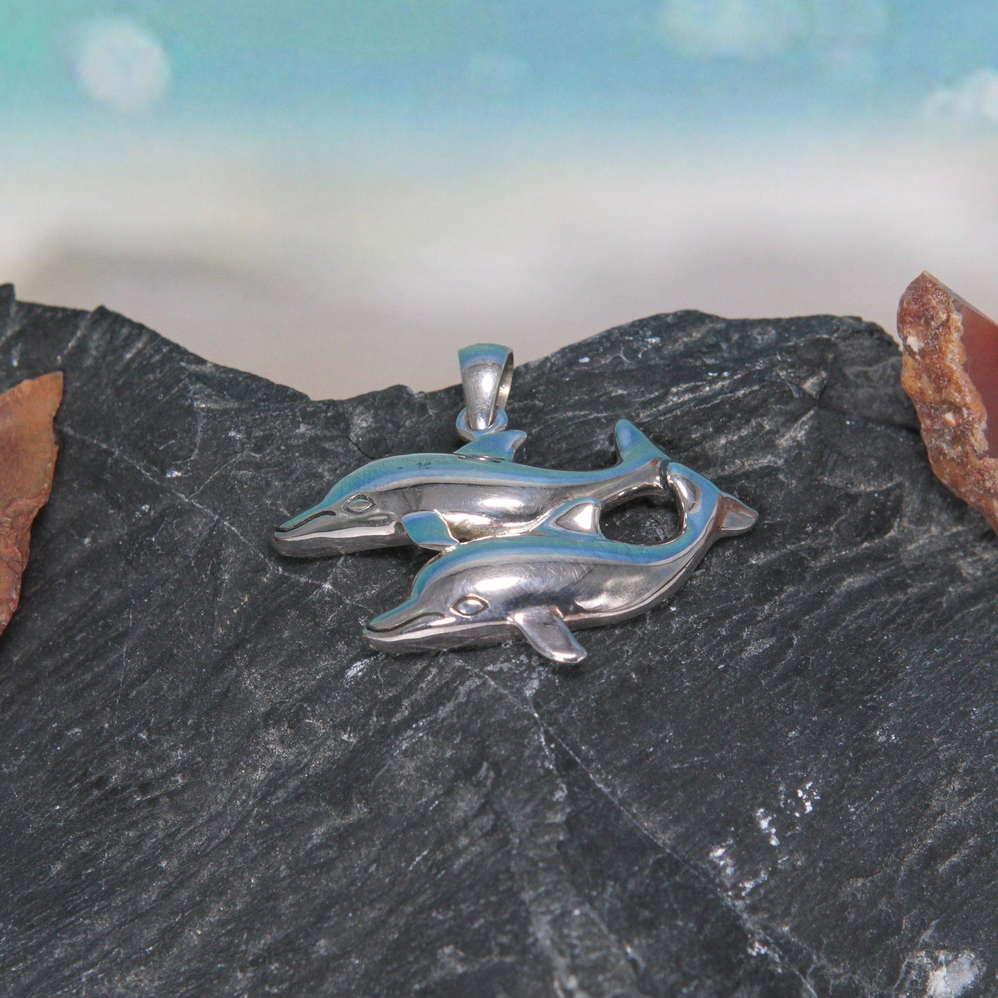 Double Dolphin Silver Pendant TPD5201