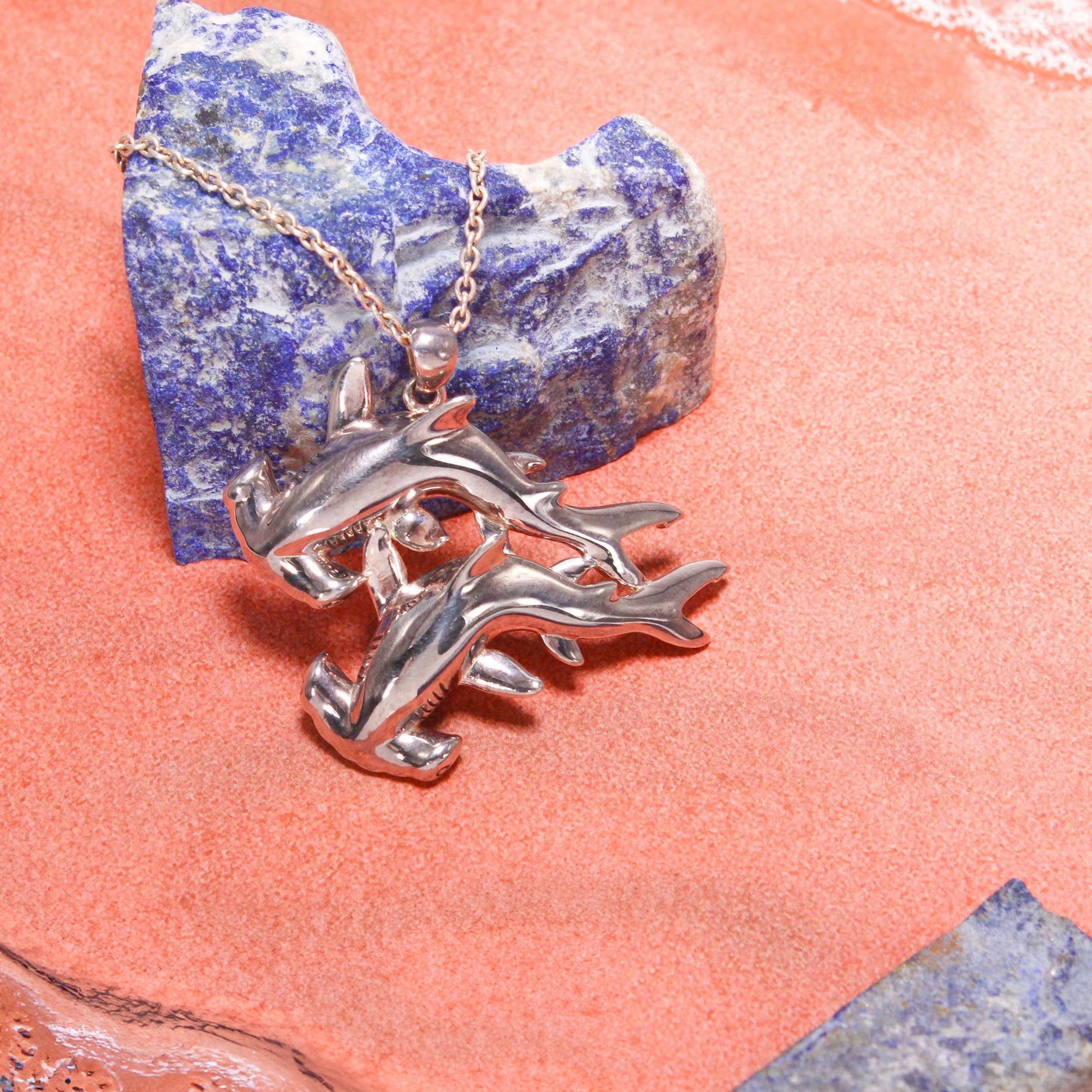 Double Hammerhead Shark Silver Pendant TPD5202