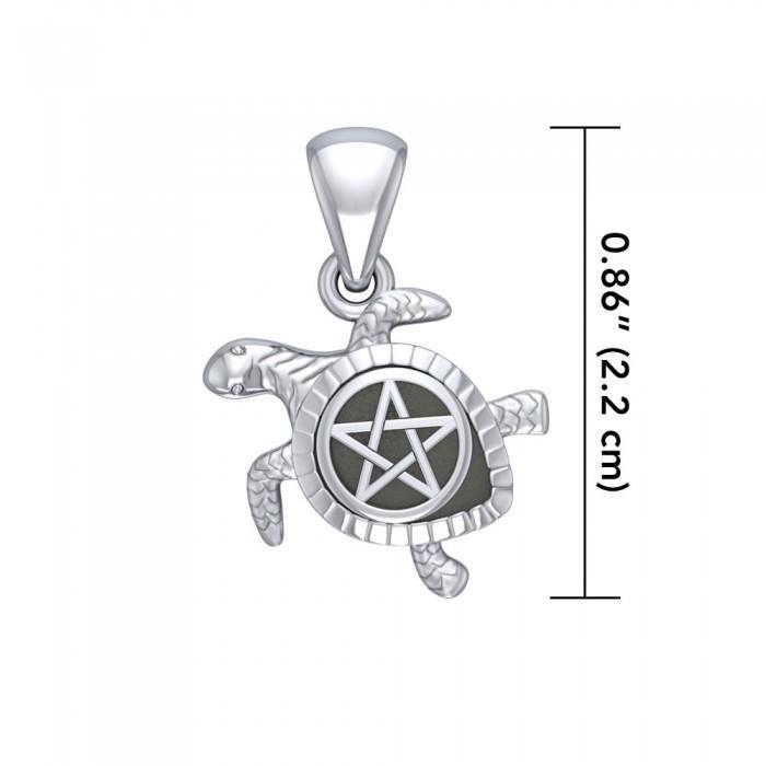 Sea Turtle with Pentacle Silver Pendant TPD5205