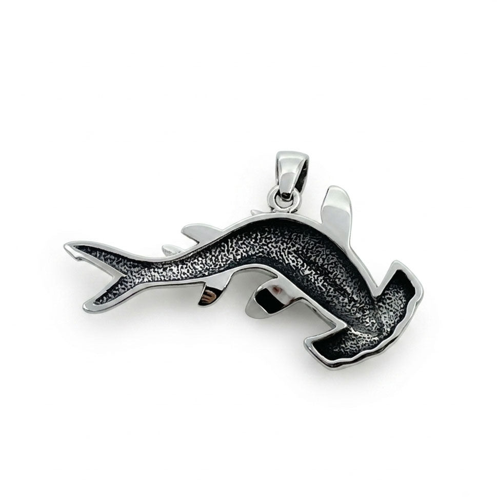 Swimming Hammerhead Shark Silver Pendant TPD5222