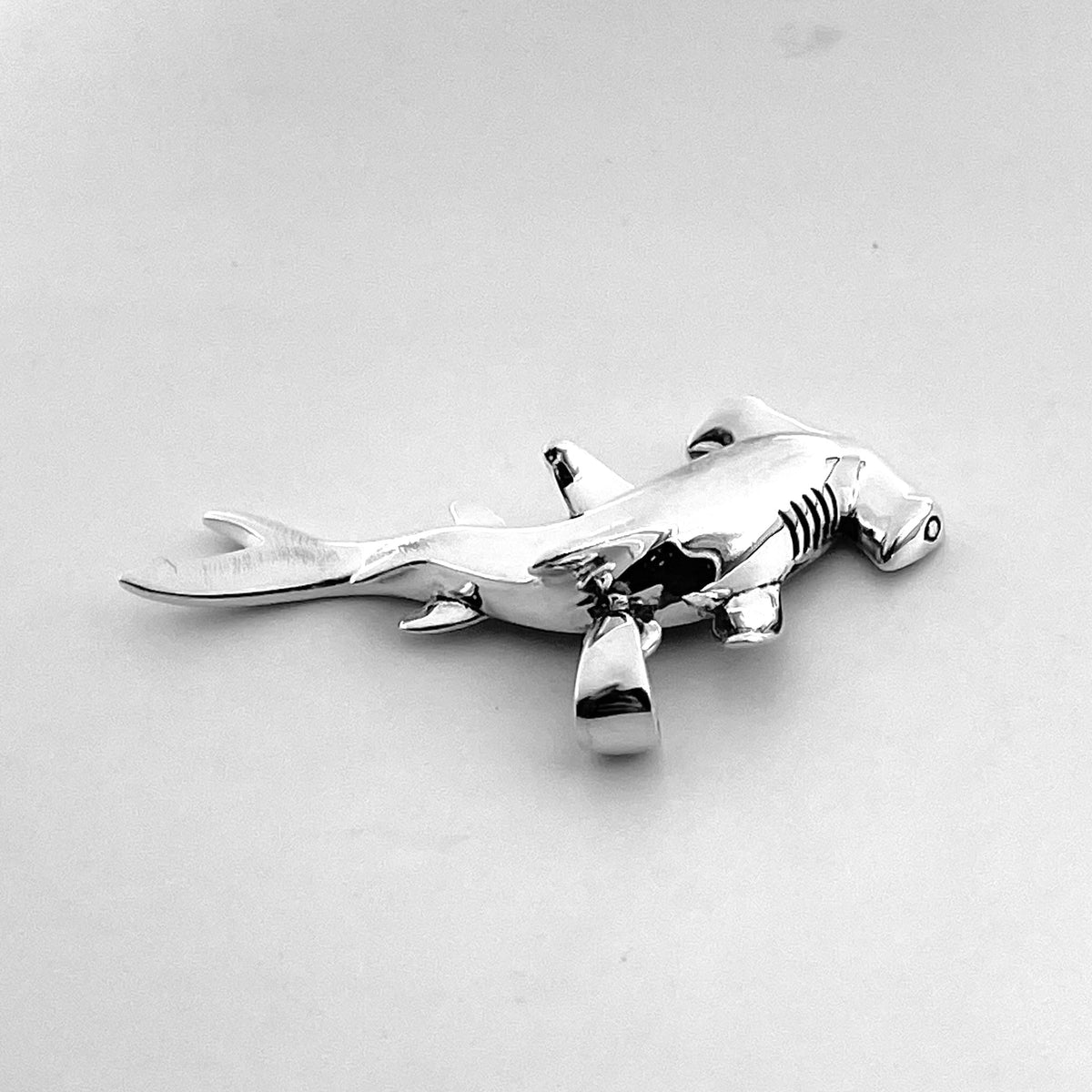 Swimming Hammerhead Shark Silver Pendant TPD5222
