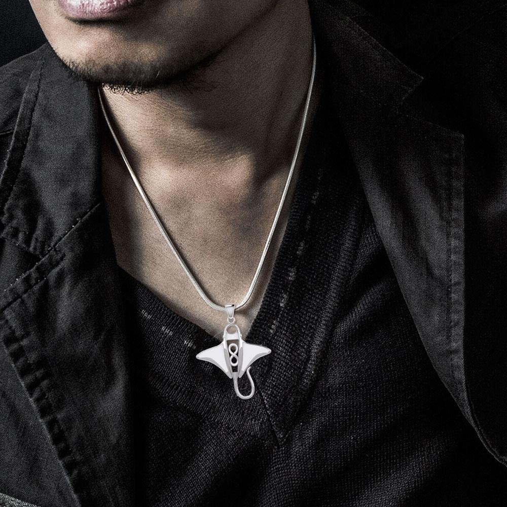 Silver Manta Ray with Infinity Symbol Pendant TPD5230