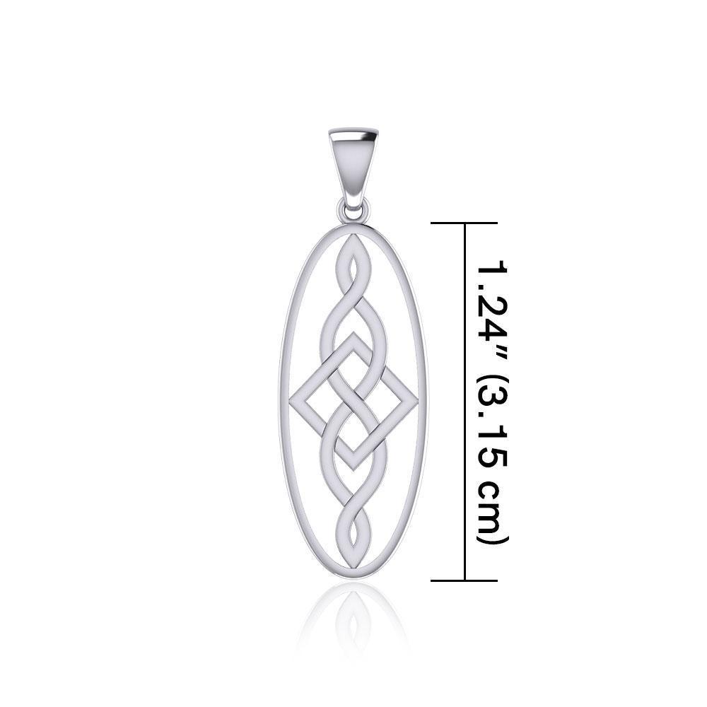 Square Celtic Design in Oval Shape Silver Pendant TPD5232