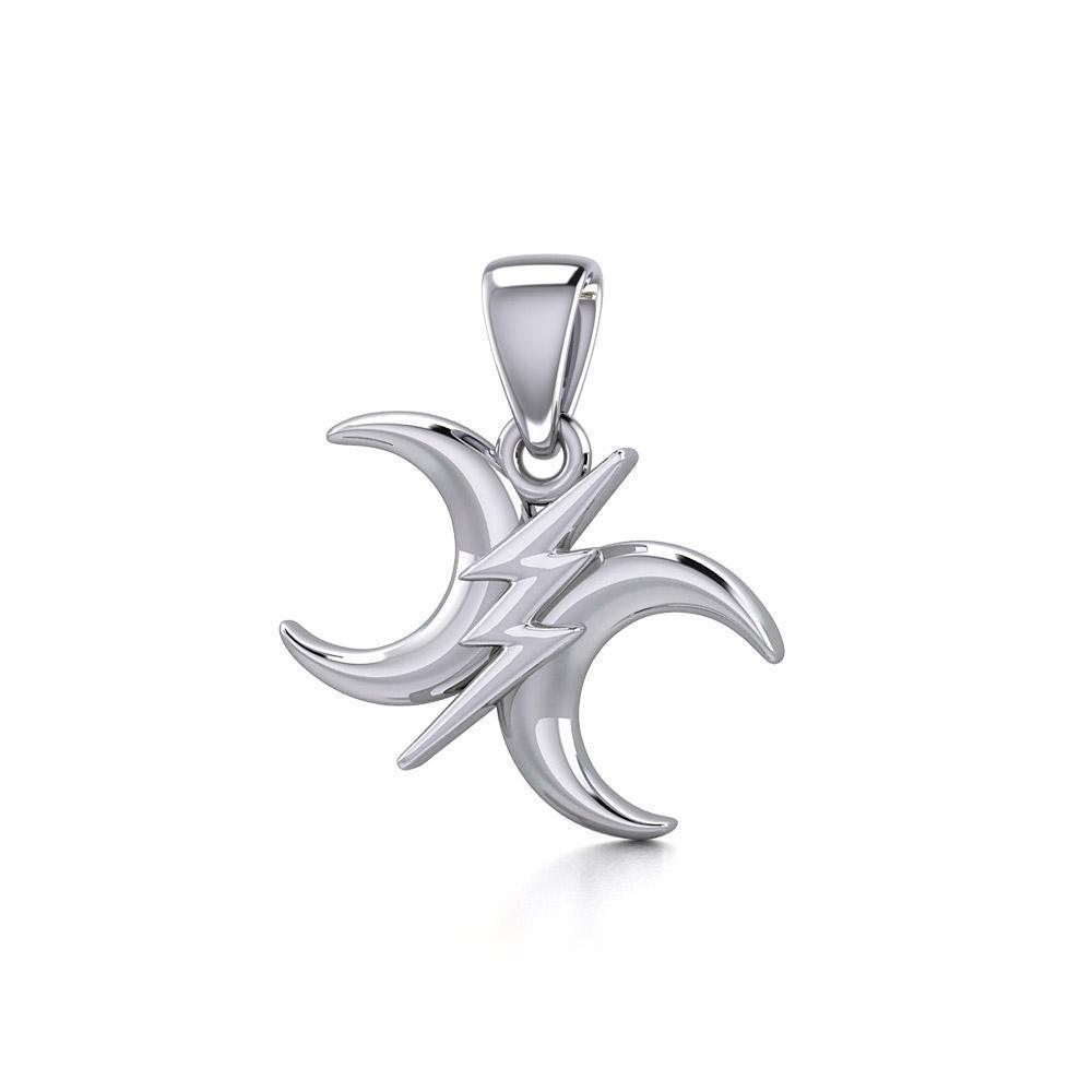 The Diagonal Power Moon Silver Pendant TPD5259
