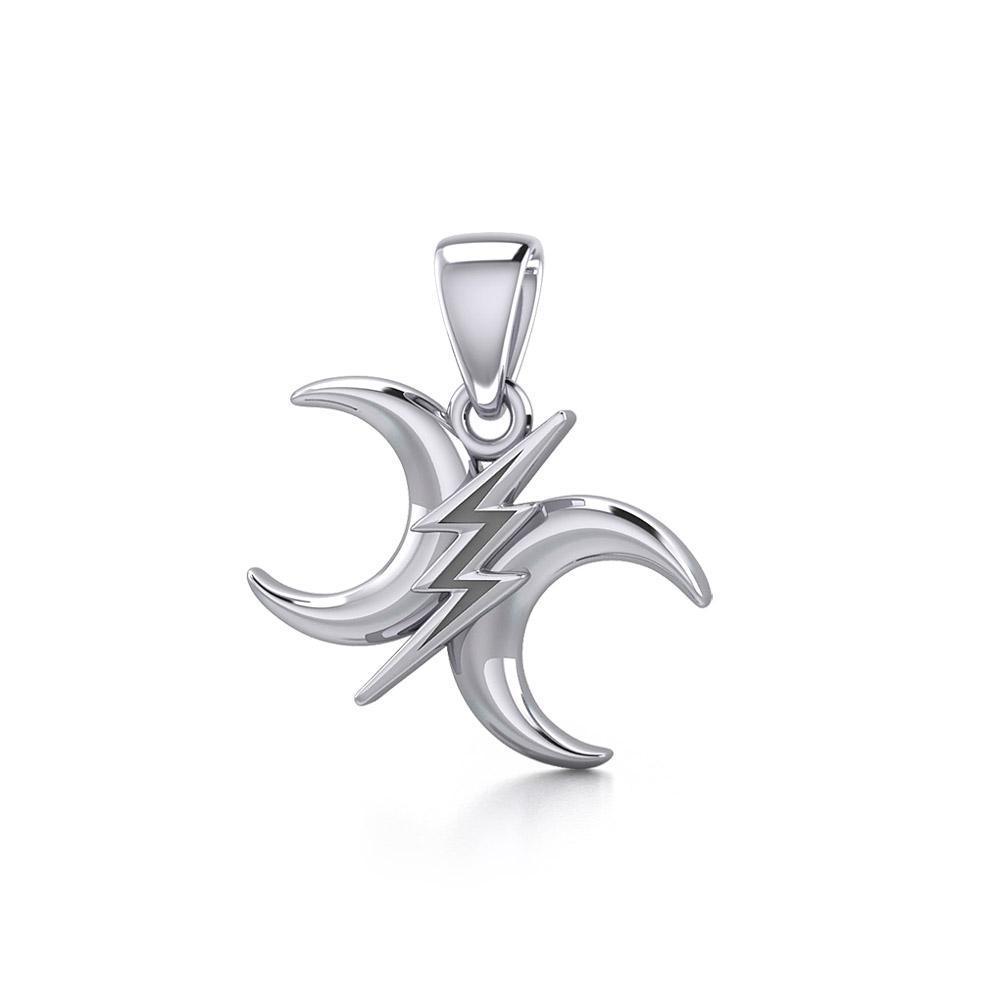 The Diagonal Power Moon Sterling Silver Pendant TPD5260