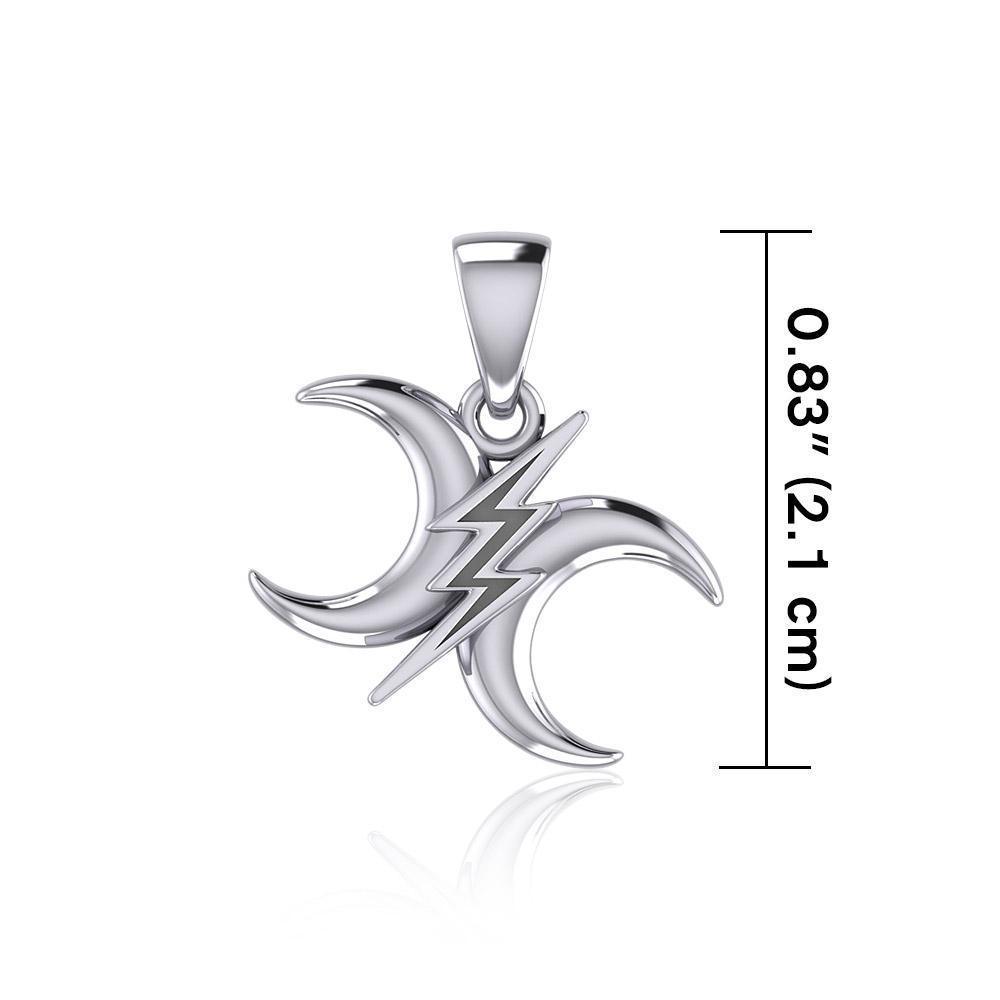 The Diagonal Power Moon Sterling Silver Pendant TPD5260
