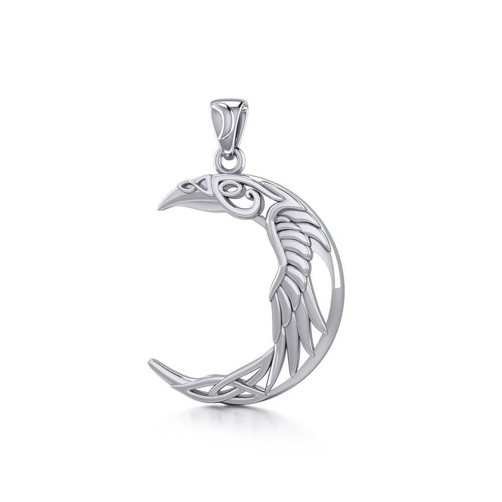 The Celtic Moon Raven Silver Pendant TPD5261