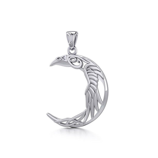 The Celtic Moon Raven Silver Pendant TPD5261