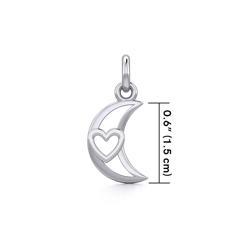 The Heart in Crescent Moon Silver Pendant TPD5267